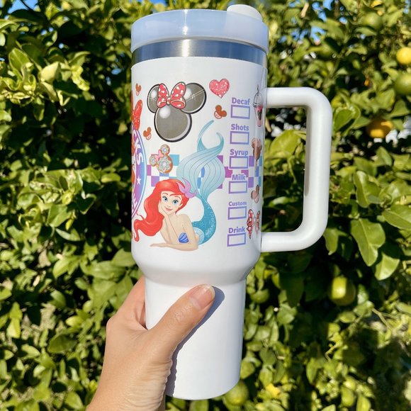 Large 40oz Double wall stainless Tumbler Disney Mermaid Princess Ariel, keeps dr - Picture 4 of 6